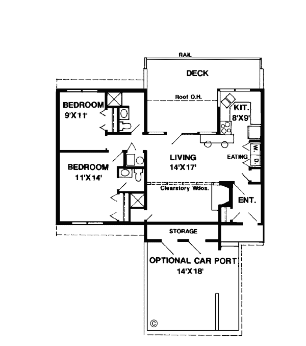 Cabin Contemporary Level One of Plan 94300