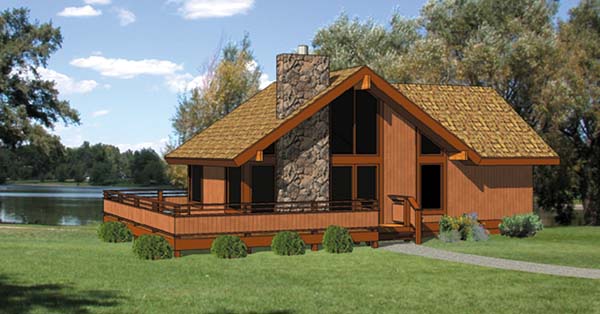 Cabin Style House  Plan  94307 with 788 Sq Ft 2 Bed 2 3 4 Bath