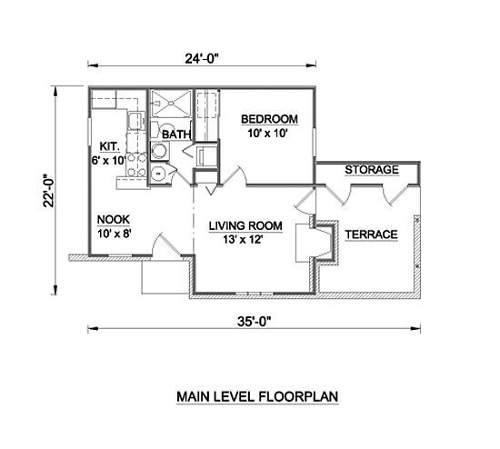 Cabin Cottage One-Story Level One of Plan 94328