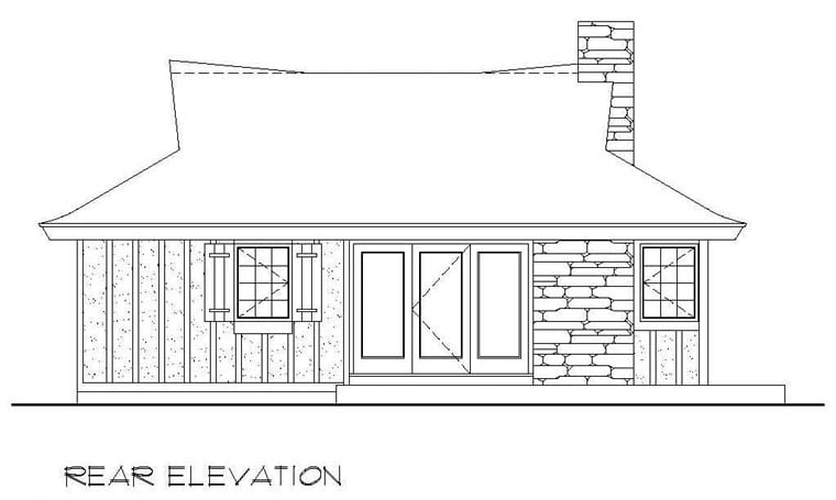 Cabin One-Story Rear Elevation of Plan 94331