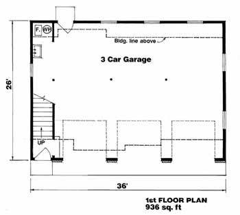 Garage-Living Plan 94341 First Level Plan