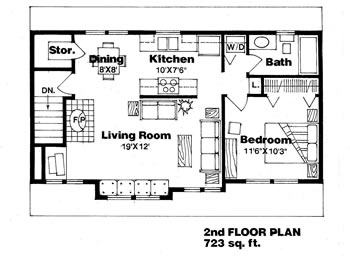 Garage-Living Plan 94341 Second Level Plan