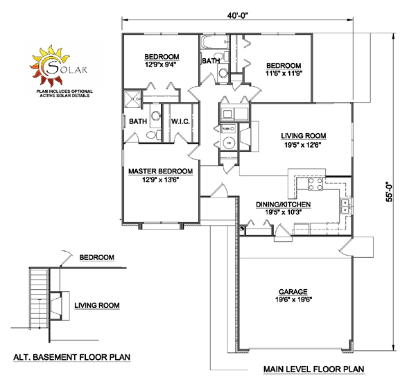 One-Story Ranch Level One of Plan 94353