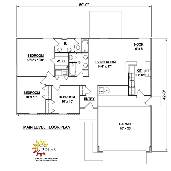 One-Story Ranch Level One of Plan 94356