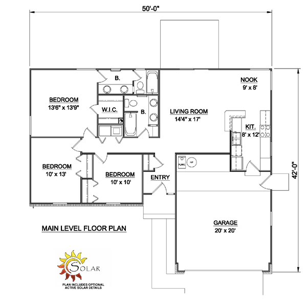 One-Story Ranch Level One of Plan 94357