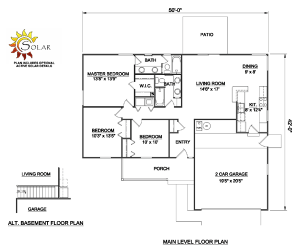 One-Story Ranch Level One of Plan 94358