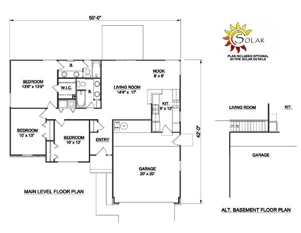 One-Story Ranch Level One of Plan 94360