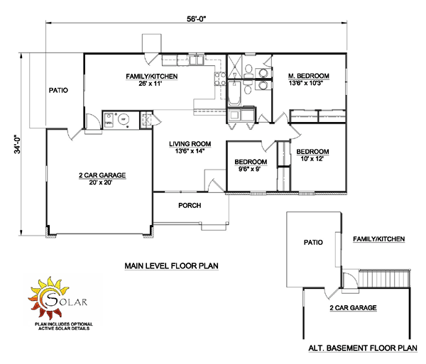 One-Story Ranch Level One of Plan 94367