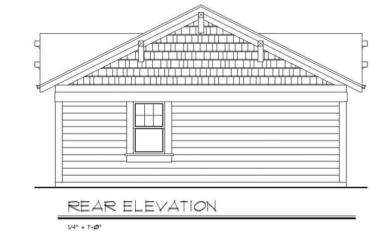 Cottage Country Craftsman Rear Elevation of Plan 94371
