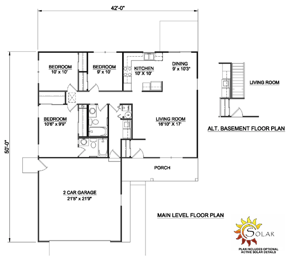 One-Story Ranch Level One of Plan 94373