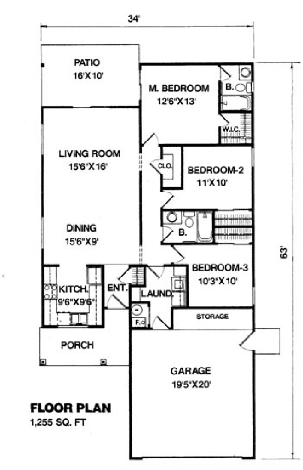 One-Story Traditional Level One of Plan 94376