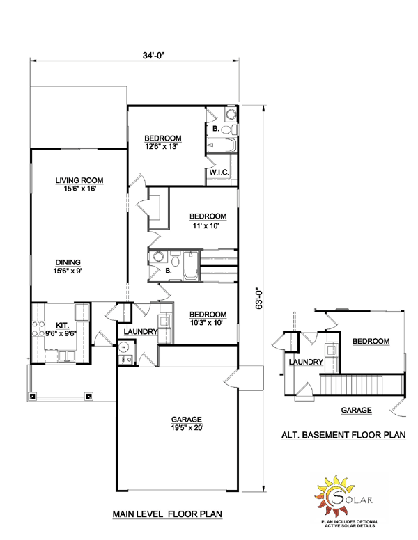 Narrow Lot One-Story Ranch Level One of Plan 94377