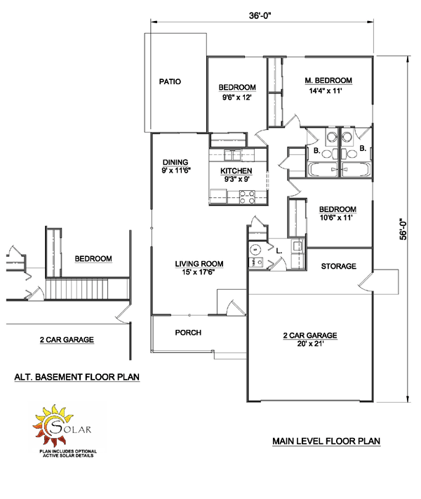 One-Story Ranch Level One of Plan 94381