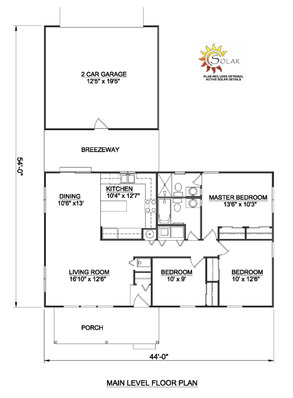 One-Story Ranch Level One of Plan 94386