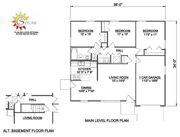 One-Story Ranch Level One of Plan 94403