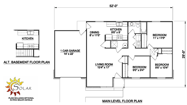 One-Story Ranch Level One of Plan 94405
