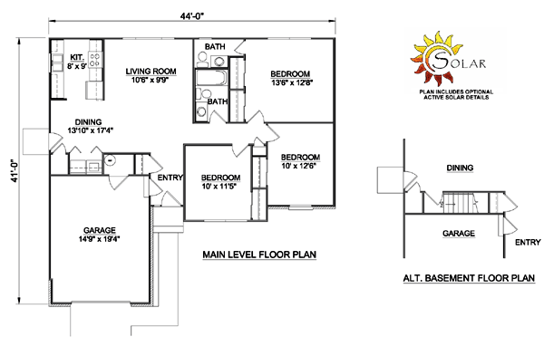 One-Story Ranch Level One of Plan 94406