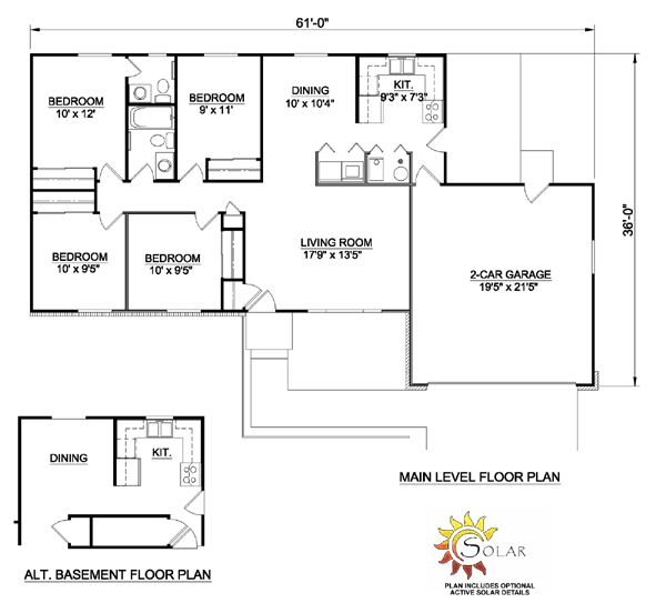 One-Story Ranch Level One of Plan 94407