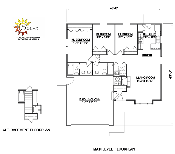 One-Story Ranch Level One of Plan 94418