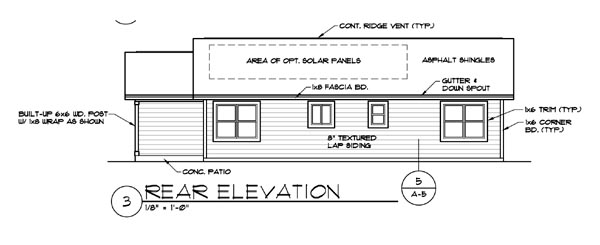 Ranch Rear Elevation of Plan 94427