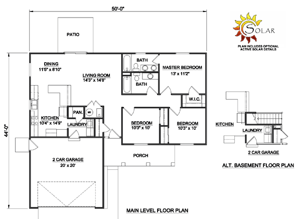 Ranch Level One of Plan 94444