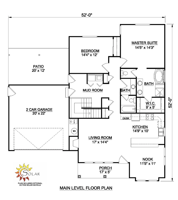 Craftsman One-Story Level One of Plan 94463
