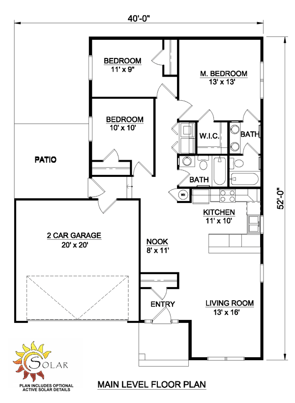 Narrow Lot One-Story Southwest Level One of Plan 94467