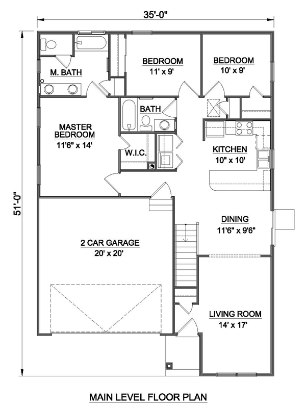 Craftsman Narrow Lot One-Story Level One of Plan 94475