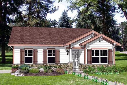 Craftsman Narrow Lot One-Story Elevation of Plan 94475