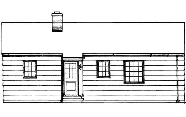 Colonial One-Story Ranch Retro Rear Elevation of Plan 95000