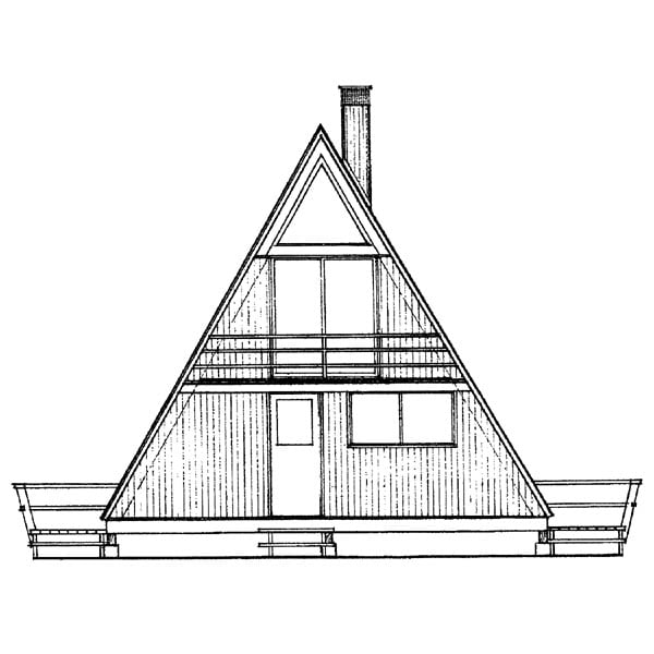 A-Frame Contemporary One-Story Rear Elevation of Plan 95002