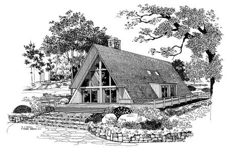 A-Frame Contemporary One-Story Elevation of Plan 95005