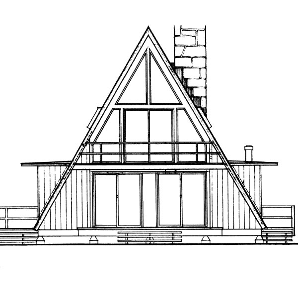 A-Frame Contemporary One-Story Rear Elevation of Plan 95005