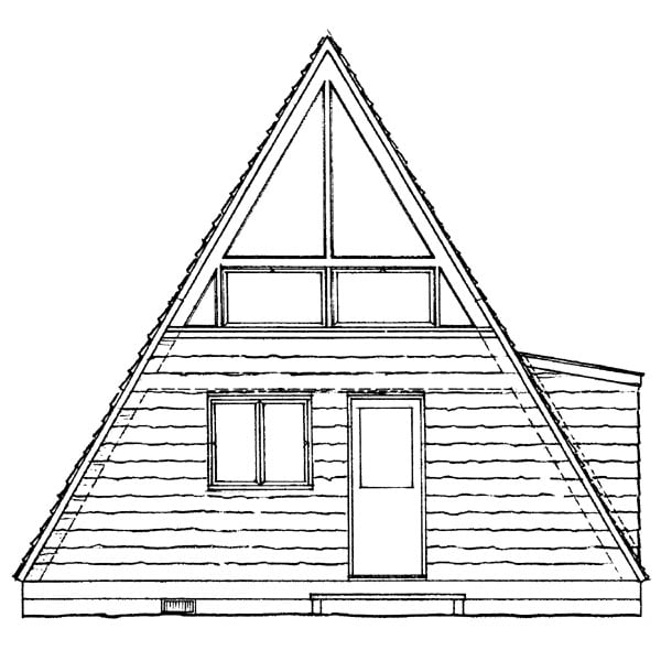 A-Frame, Contemporary, Retro House Plan 95007 with 1 Beds, 1 Baths Rear Elevation