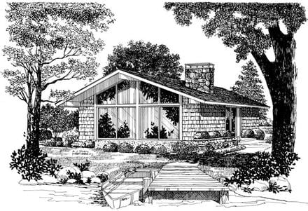 Contemporary One-Story Retro Elevation of Plan 95009