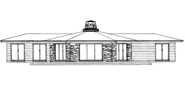 One-Story Ranch Rear Elevation of Plan 95012