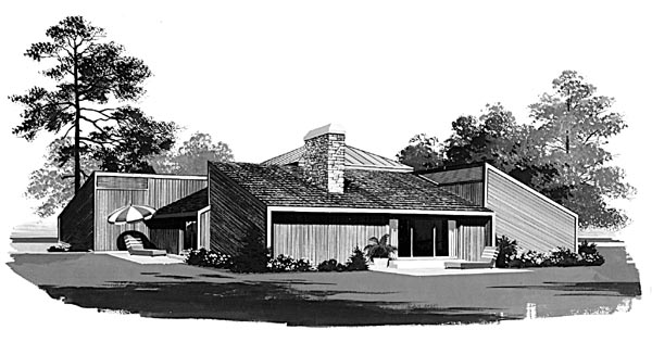 Contemporary Rear Elevation of Plan 95018