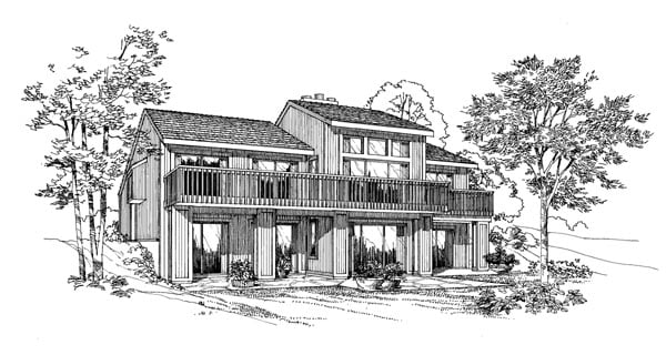 Contemporary Rear Elevation of Plan 95021