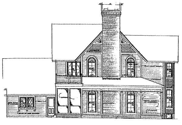 Farmhouse Victorian Rear Elevation of Plan 95030