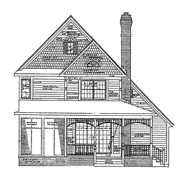 Craftsman Rear Elevation of Plan 95031