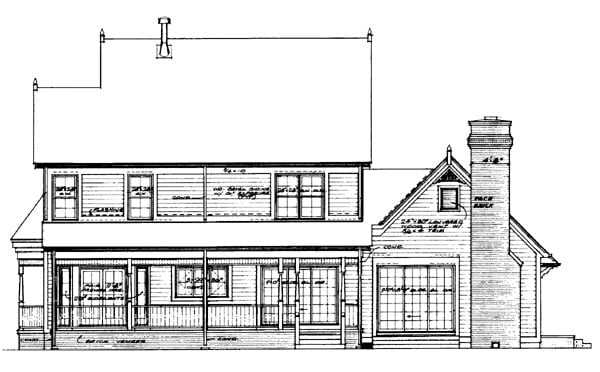 Country Farmhouse Victorian Rear Elevation of Plan 95033