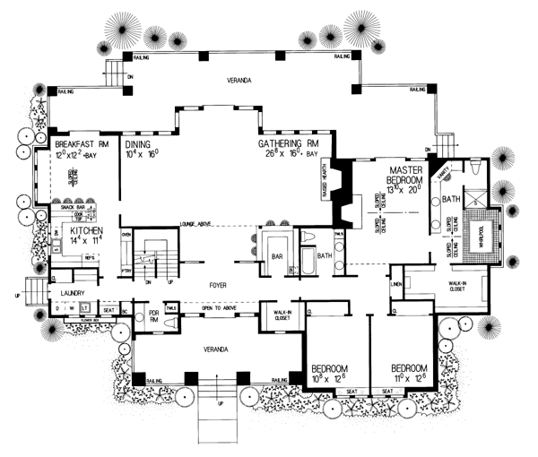 Bungalow Craftsman Level One of Plan 95037