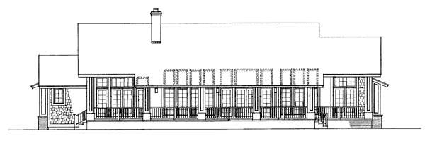 Bungalow Craftsman Rear Elevation of Plan 95037