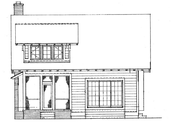 Bungalow Craftsman Rear Elevation of Plan 95038