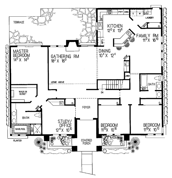 Prairie Style Southwest Level One of Plan 95039