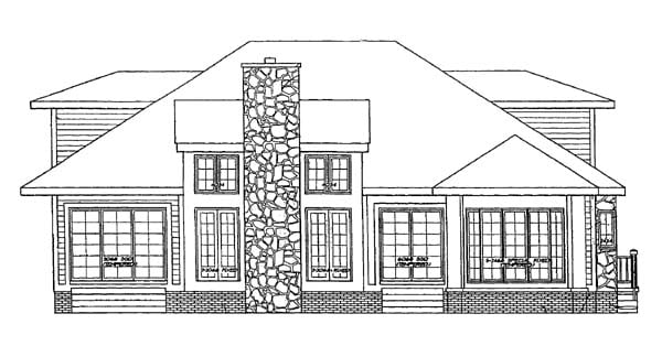 Southwest Rear Elevation of Plan 95040