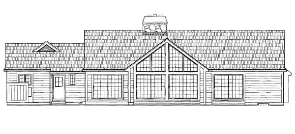 Ranch Rear Elevation of Plan 95042