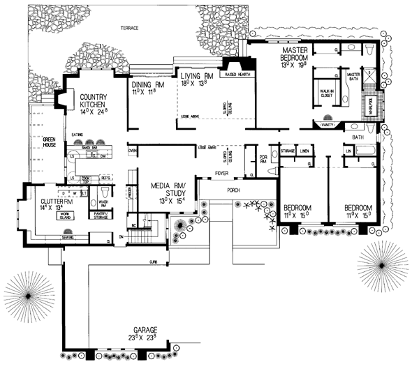 Contemporary Ranch Level One of Plan 95045