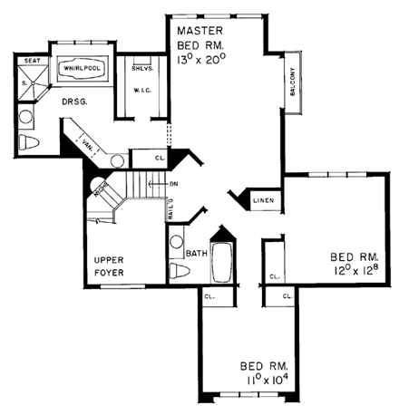 House Plan 95061 Second Level Plan