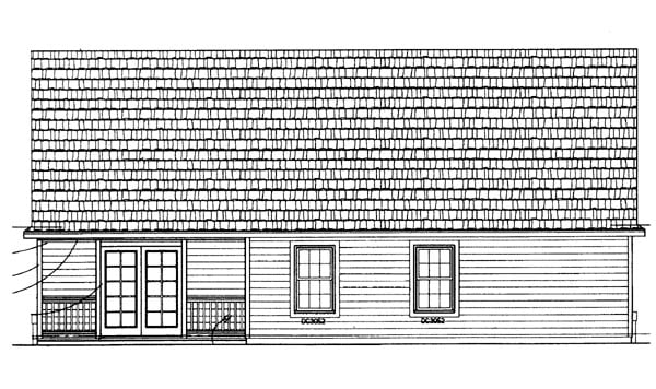 One-Story Ranch Rear Elevation of Plan 95072